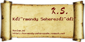 Körmendy Seherezádé névjegykártya